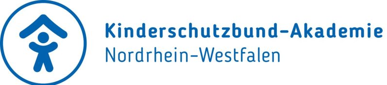 Logo der Kinderschutzbund-Akademie Nordrhein-Westfalen mit schützendem Haus und Kind.